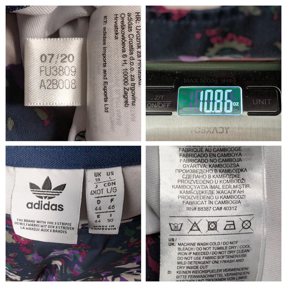 Adidas Originals Abstract Floral Camo T-Shirt Dress 3-Stripes Trefoil Women's L - Picture 11 of 11